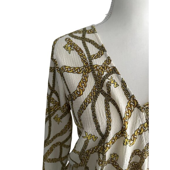 MICHAEL KORS Gold Chain Print Top Size Medium - Picture 4 of 8